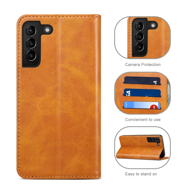 For Samsung Galaxy S22 Calf Texture Horizontal Flip Leather Phone Case