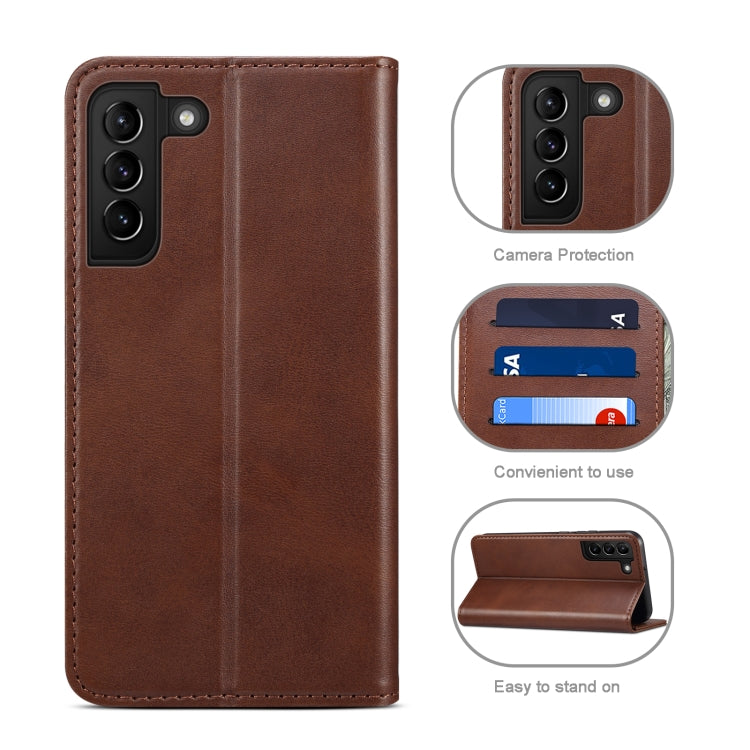 For Samsung Galaxy S22+ Calf Texture Horizontal Flip Leather Phone Case