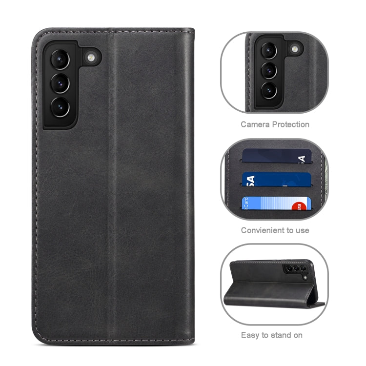 For Samsung Galaxy S22+ Calf Texture Horizontal Flip Leather Phone Case
