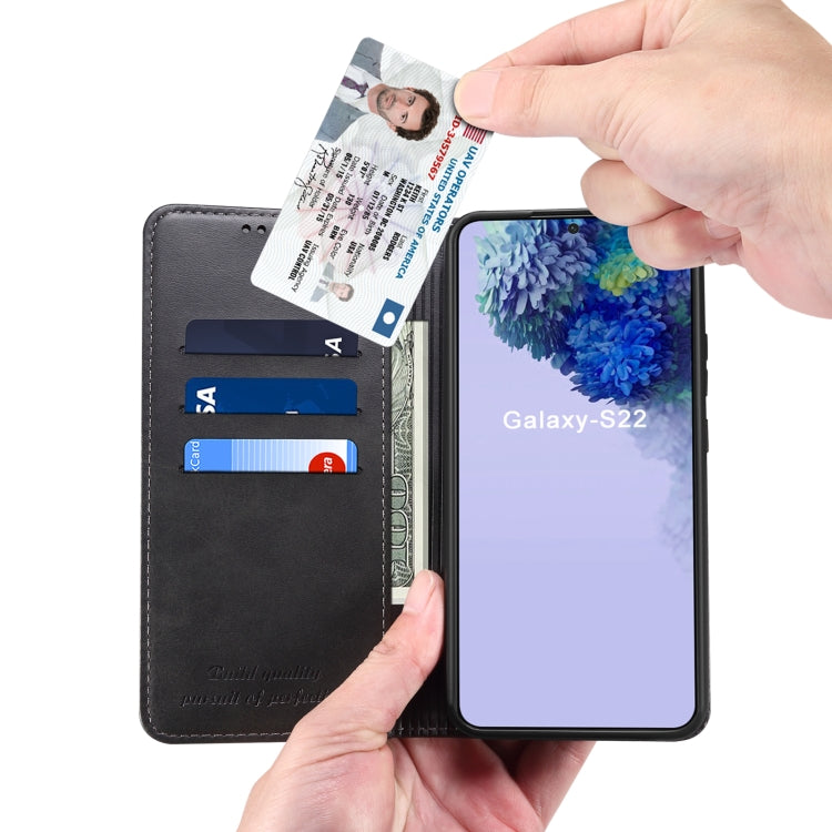 For Samsung Galaxy S22+ Calf Texture Horizontal Flip Leather Phone Case