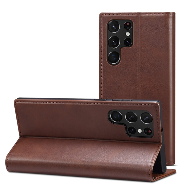 For Samsung Galaxy S22 Ultra Calf Texture Horizontal Flip Leather Phone Case