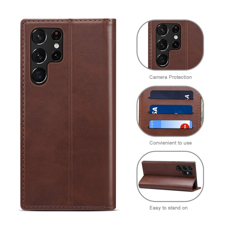 For Samsung Galaxy S22 Ultra Calf Texture Horizontal Flip Leather Phone Case