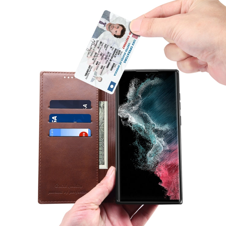 For Samsung Galaxy S22 Ultra Calf Texture Horizontal Flip Leather Phone Case