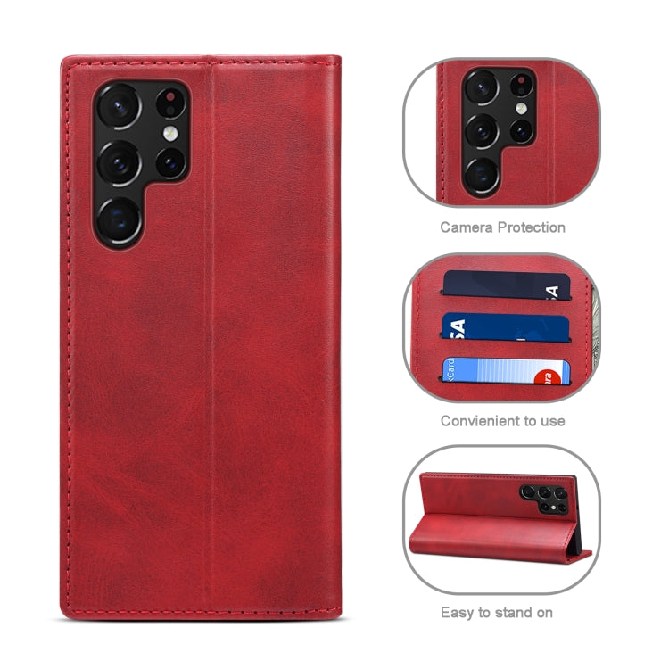 For Samsung Galaxy S22 Ultra Calf Texture Horizontal Flip Leather Phone Case