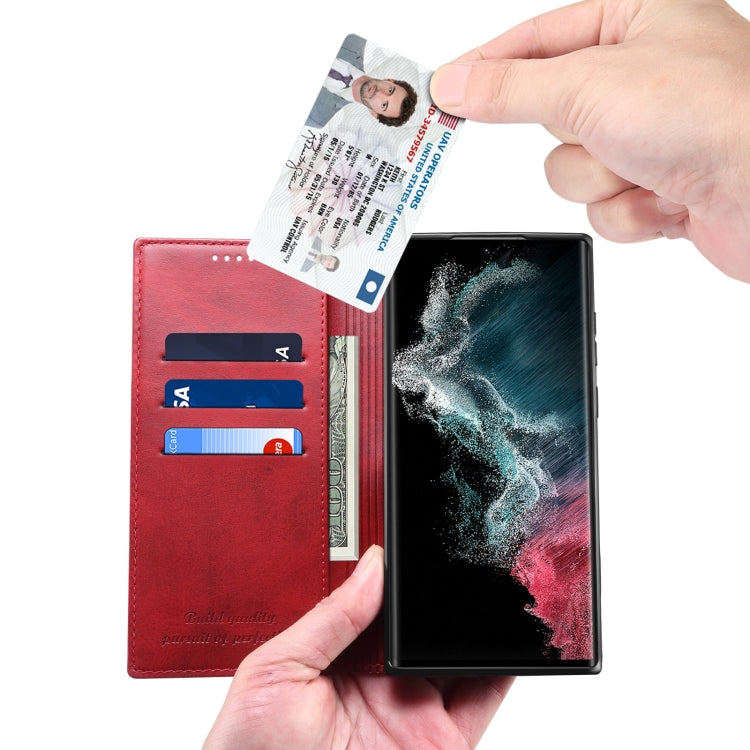 For Samsung Galaxy S22 Ultra Calf Texture Horizontal Flip Leather Phone Case