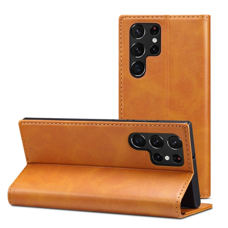 For Samsung Galaxy S22 Ultra Calf Texture Horizontal Flip Leather Phone Case