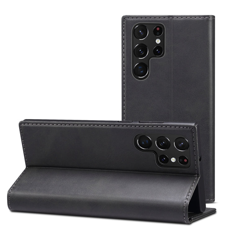For Samsung Galaxy S22 Ultra Calf Texture Horizontal Flip Leather Phone Case