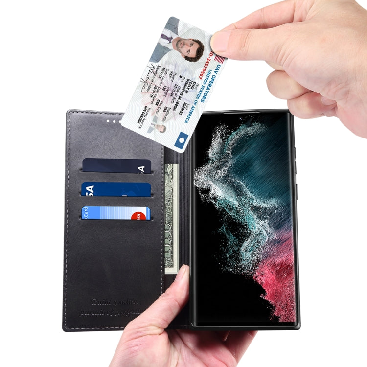 For Samsung Galaxy S22 Ultra Calf Texture Horizontal Flip Leather Phone Case