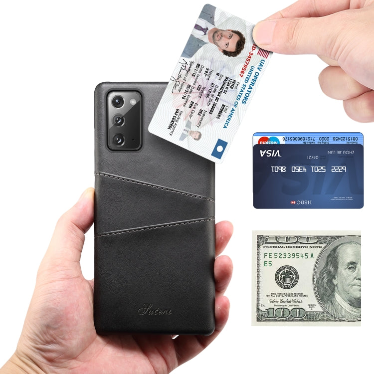 For Samsung Galaxy Note20 Calf Texture Back Protective Phone Case with Card Slots