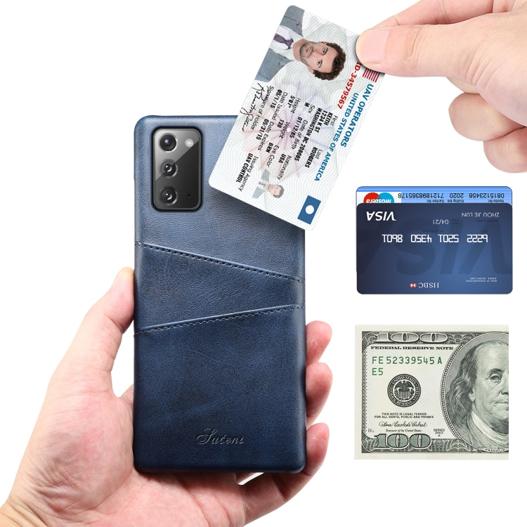 For Samsung Galaxy Note20 Calf Texture Back Protective Phone Case with Card Slots