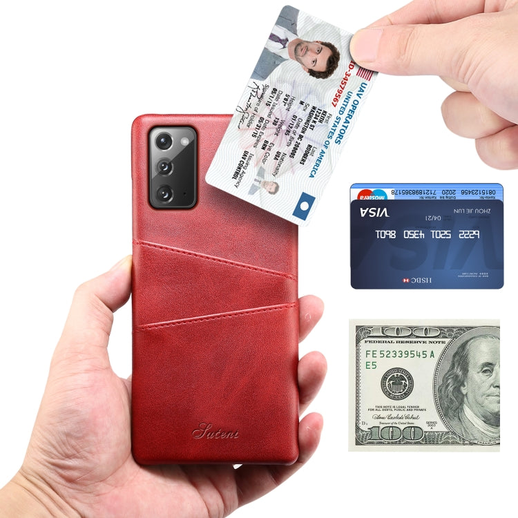 For Samsung Galaxy Note20 Calf Texture Back Protective Phone Case with Card Slots