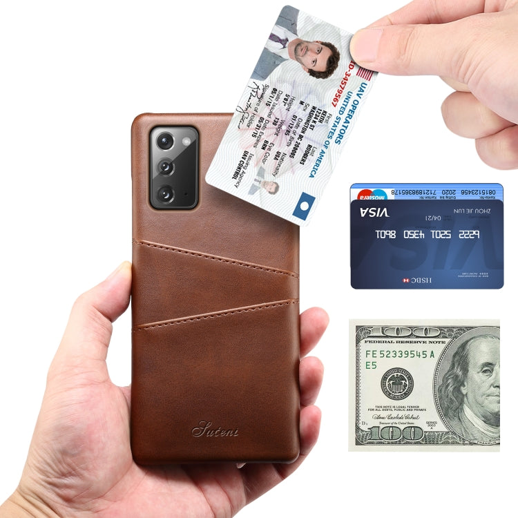 For Samsung Galaxy Note20 Calf Texture Back Protective Phone Case with Card Slots