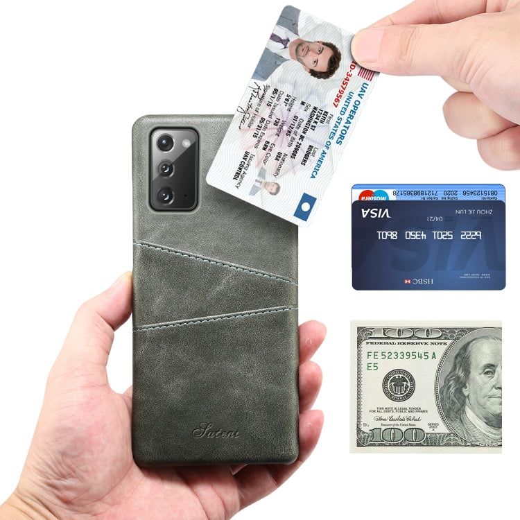 For Samsung Galaxy Note20 Calf Texture Back Protective Phone Case with Card Slots