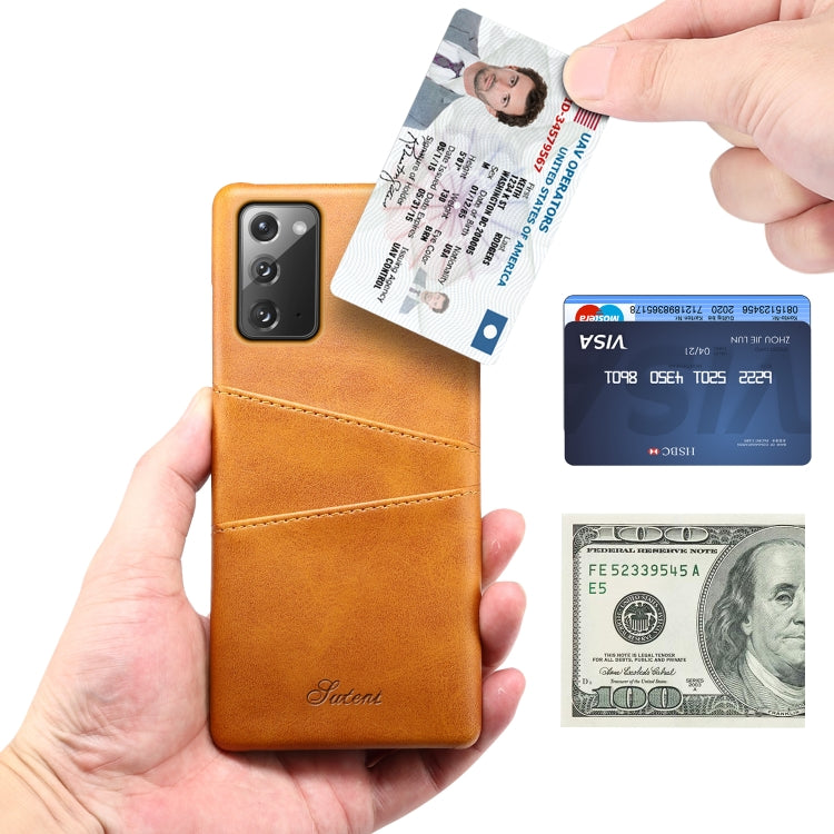For Samsung Galaxy Note20 Calf Texture Back Protective Phone Case with Card Slots