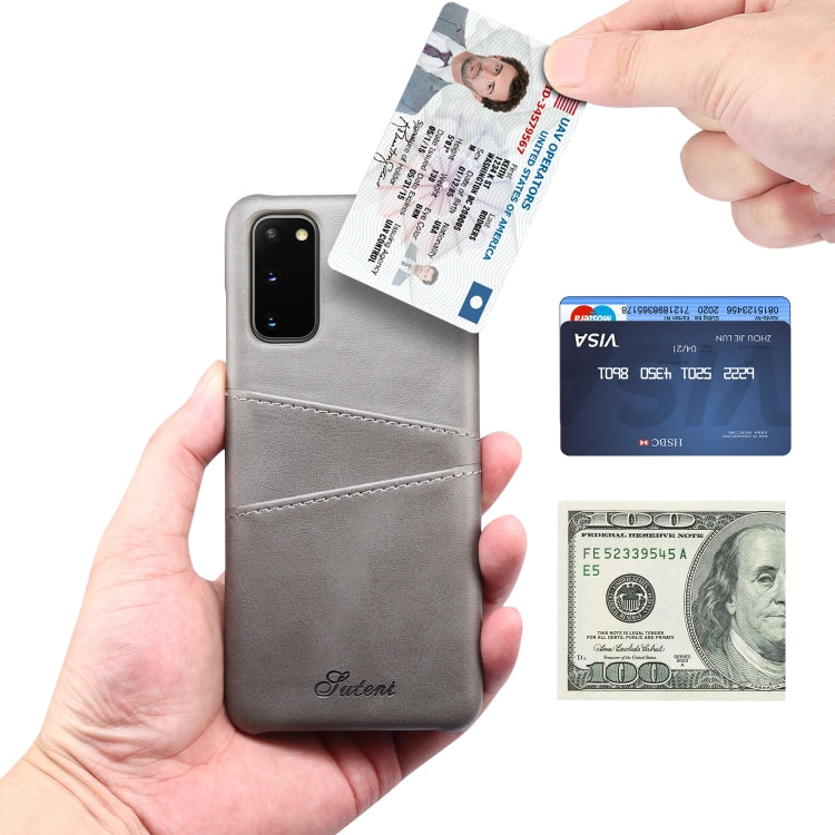 For Samsung Galaxy S20 Calf Texture Back Protective Phone Case with Card Slots