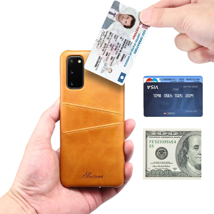 For Samsung Galaxy S20 Calf Texture Back Protective Phone Case with Card Slots
