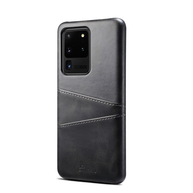 For Samsung Galaxy S20 Ultra Calf Texture Back Protective Phone Case with Card Slots