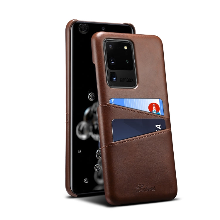 For Samsung Galaxy S20 Ultra Calf Texture Back Protective Phone Case with Card Slots