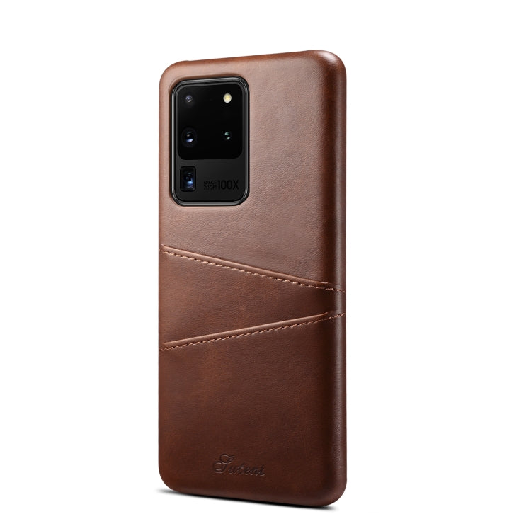 For Samsung Galaxy S20 Ultra Calf Texture Back Protective Phone Case with Card Slots