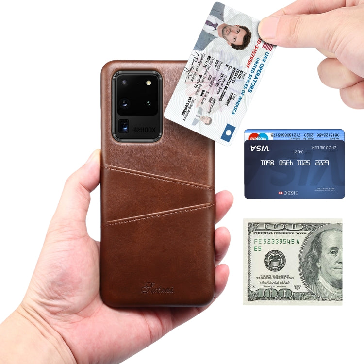 For Samsung Galaxy S20 Ultra Calf Texture Back Protective Phone Case with Card Slots