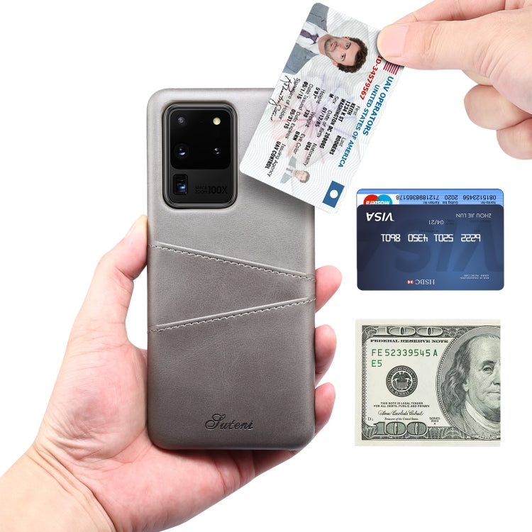 For Samsung Galaxy S20 Ultra Calf Texture Back Protective Phone Case with Card Slots