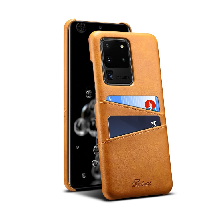 For Samsung Galaxy S20 Ultra Calf Texture Back Protective Phone Case with Card Slots