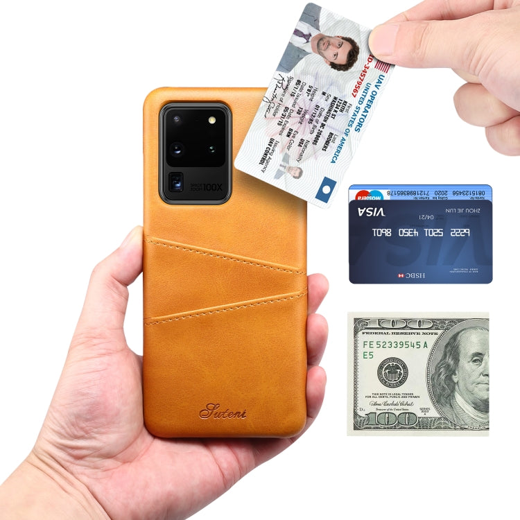 For Samsung Galaxy S20 Ultra Calf Texture Back Protective Phone Case with Card Slots