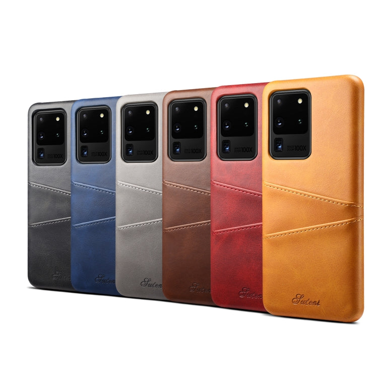For Samsung Galaxy S20 Ultra Calf Texture Back Protective Phone Case with Card Slots