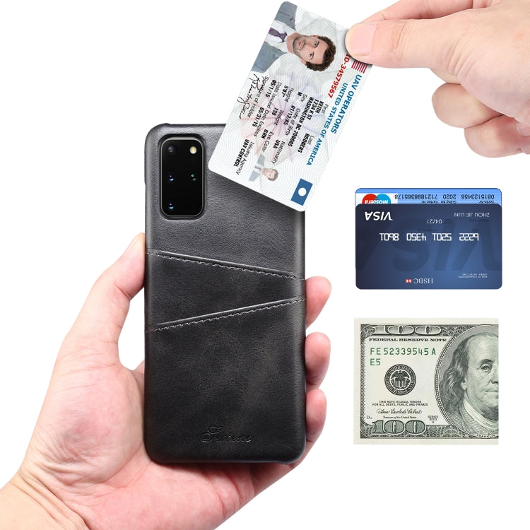 For Samsung Galaxy S20+ Calf Texture Back Protective Phone Case with Card Slots