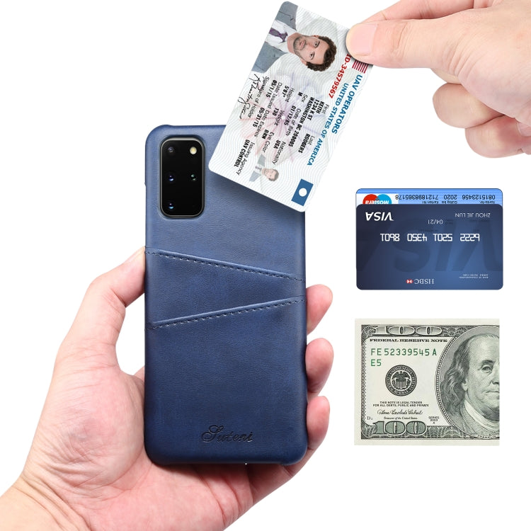 For Samsung Galaxy S20+ Calf Texture Back Protective Phone Case with Card Slots