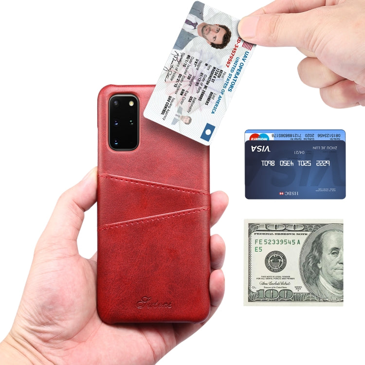 For Samsung Galaxy S20+ Calf Texture Back Protective Phone Case with Card Slots