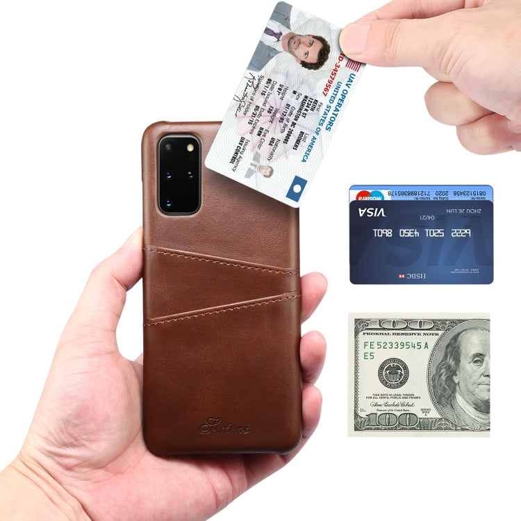 For Samsung Galaxy S20+ Calf Texture Back Protective Phone Case with Card Slots
