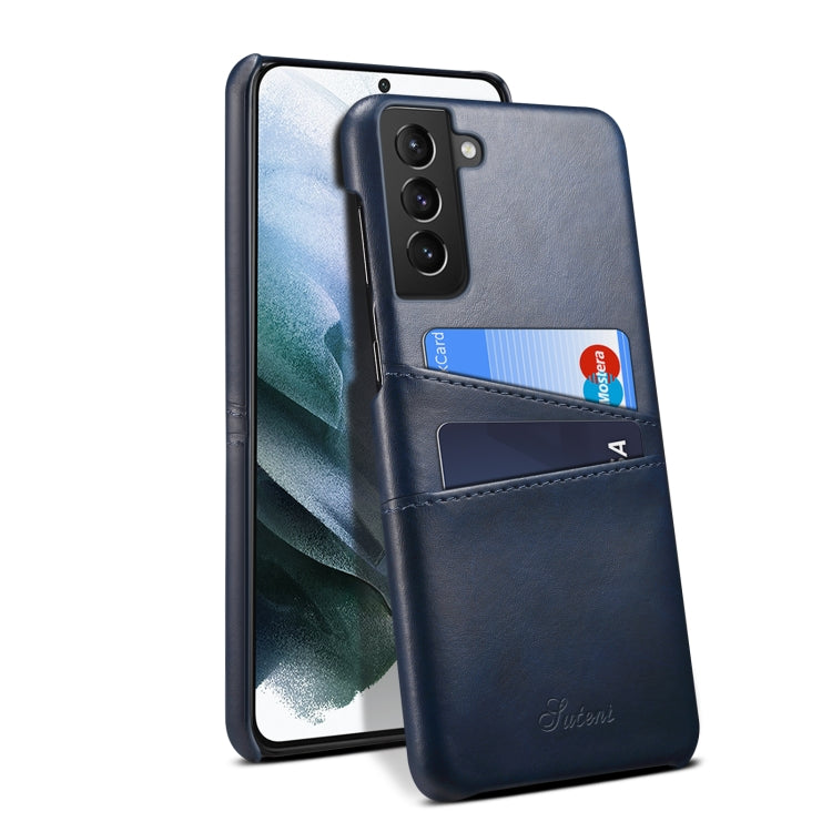 For Samsung Galaxy S21 Calf Texture Back Protective Phone Case with Card Slots