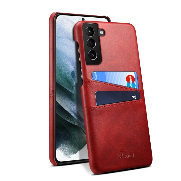 For Samsung Galaxy S21 Calf Texture Back Protective Phone Case with Card Slots
