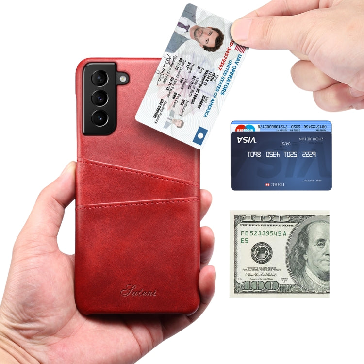 For Samsung Galaxy S21 Calf Texture Back Protective Phone Case with Card Slots