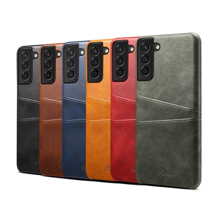 For Samsung Galaxy S21 Calf Texture Back Protective Phone Case with Card Slots