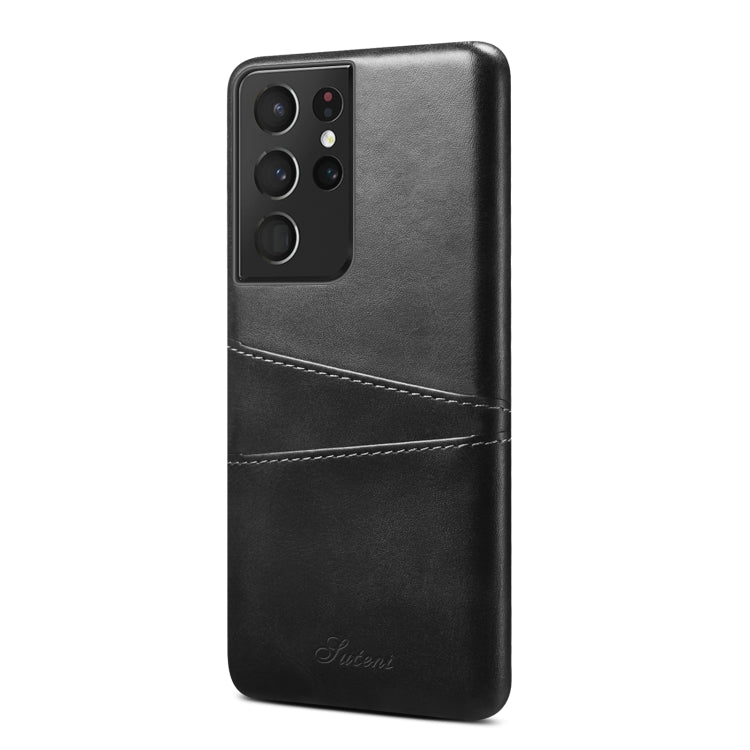 For Samsung Galaxy S21 Ultra Calf Texture Back Protective Phone Case with Card Slots