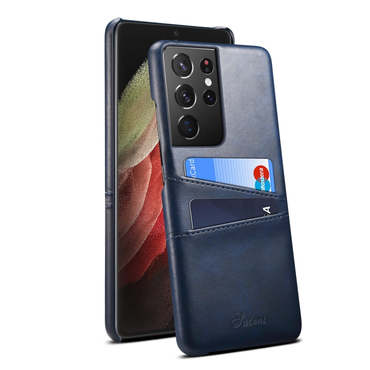 For Samsung Galaxy S21 Ultra Calf Texture Back Protective Phone Case with Card Slots
