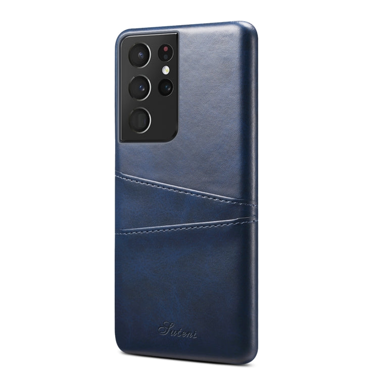 For Samsung Galaxy S21 Ultra Calf Texture Back Protective Phone Case with Card Slots