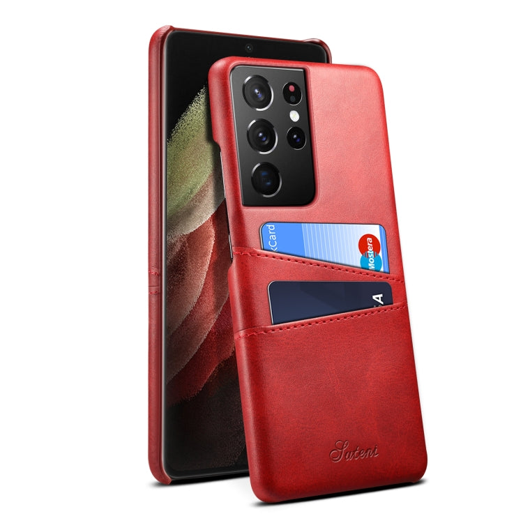 For Samsung Galaxy S21 Ultra Calf Texture Back Protective Phone Case with Card Slots