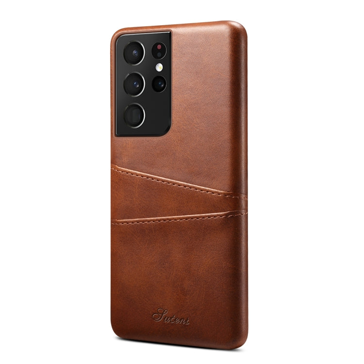 For Samsung Galaxy S21 Ultra Calf Texture Back Protective Phone Case with Card Slots