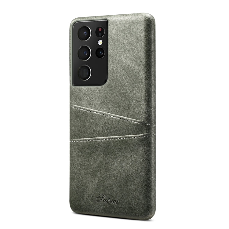 For Samsung Galaxy S21 Ultra Calf Texture Back Protective Phone Case with Card Slots