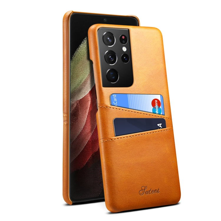 For Samsung Galaxy S21 Ultra Calf Texture Back Protective Phone Case with Card Slots