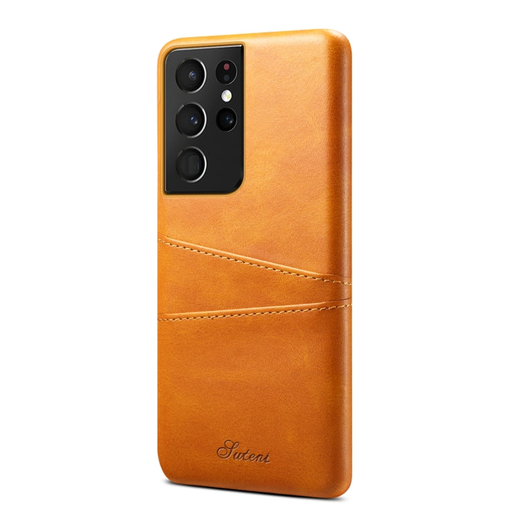 For Samsung Galaxy S21 Ultra Calf Texture Back Protective Phone Case with Card Slots