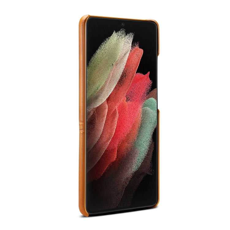 For Samsung Galaxy S21 Ultra Calf Texture Back Protective Phone Case with Card Slots