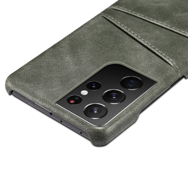 For Samsung Galaxy S21 Ultra Calf Texture Back Protective Phone Case with Card Slots