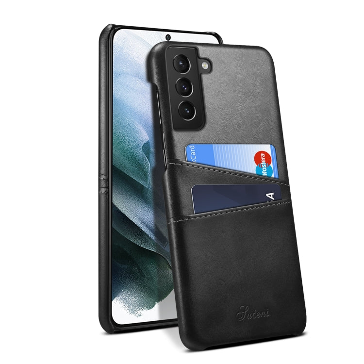 For Samsung Galaxy S21+ Calf Texture Back Protective Phone Case with Card Slots
