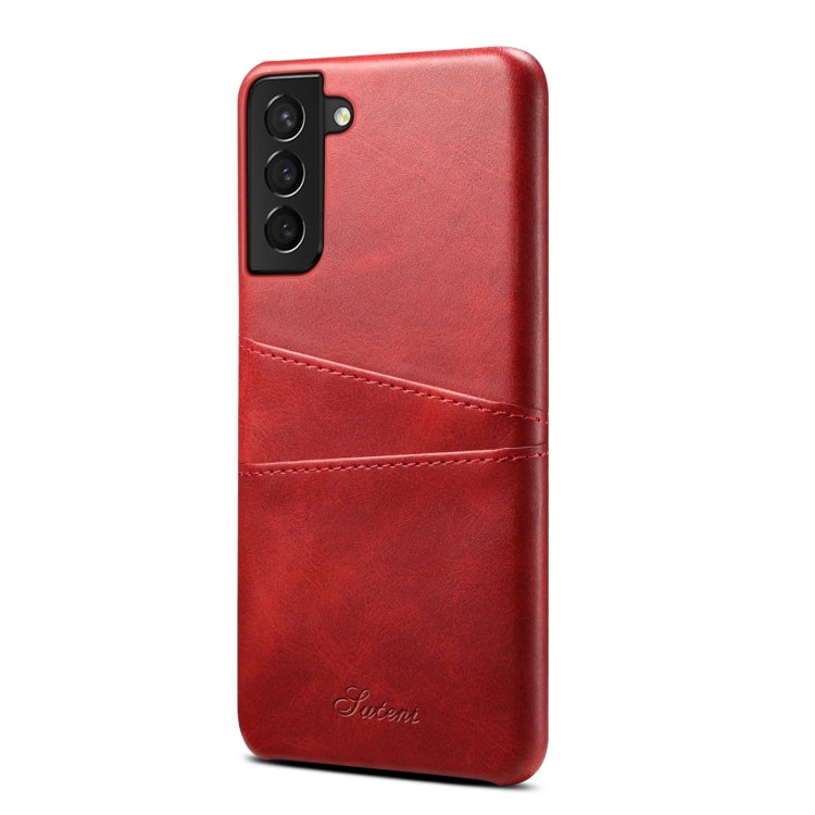 For Samsung Galaxy S21+ Calf Texture Back Protective Phone Case with Card Slots