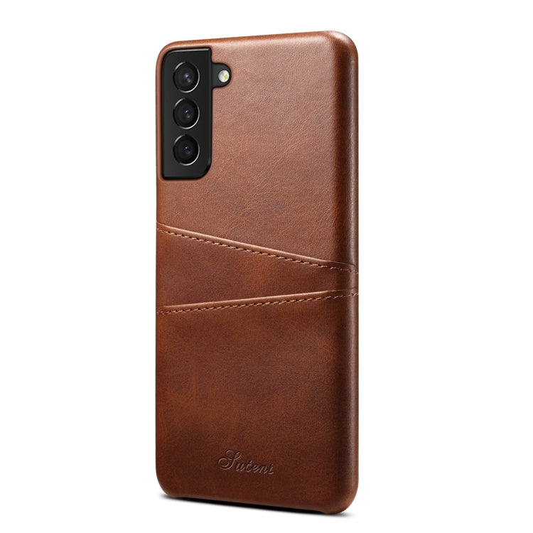 For Samsung Galaxy S21+ Calf Texture Back Protective Phone Case with Card Slots