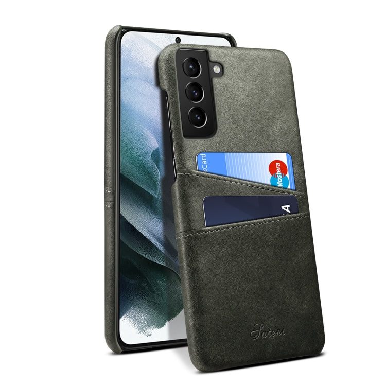 For Samsung Galaxy S21+ Calf Texture Back Protective Phone Case with Card Slots